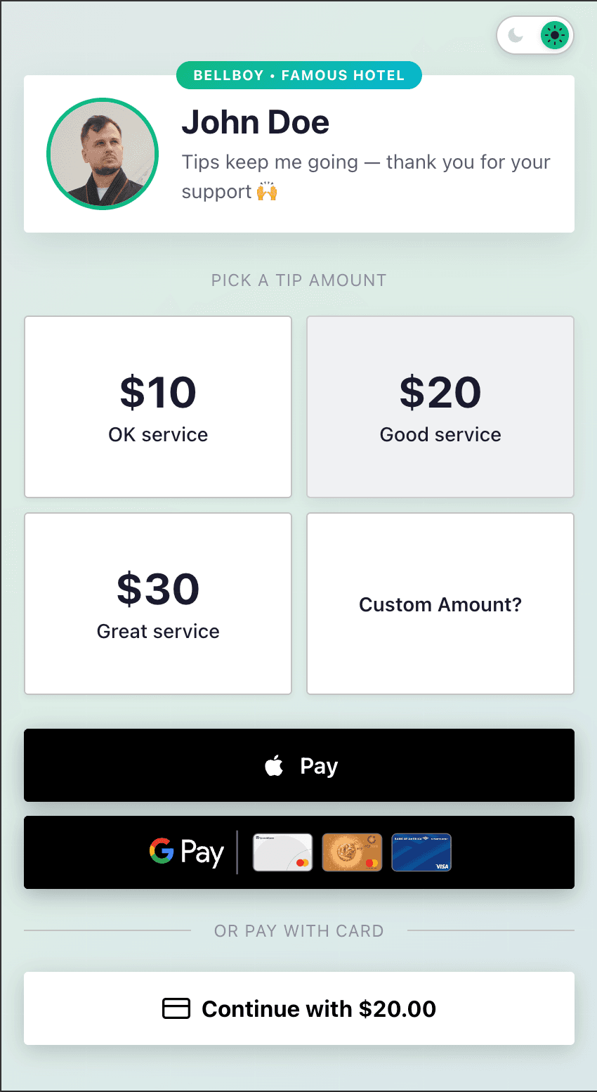 TipMe app screen 1