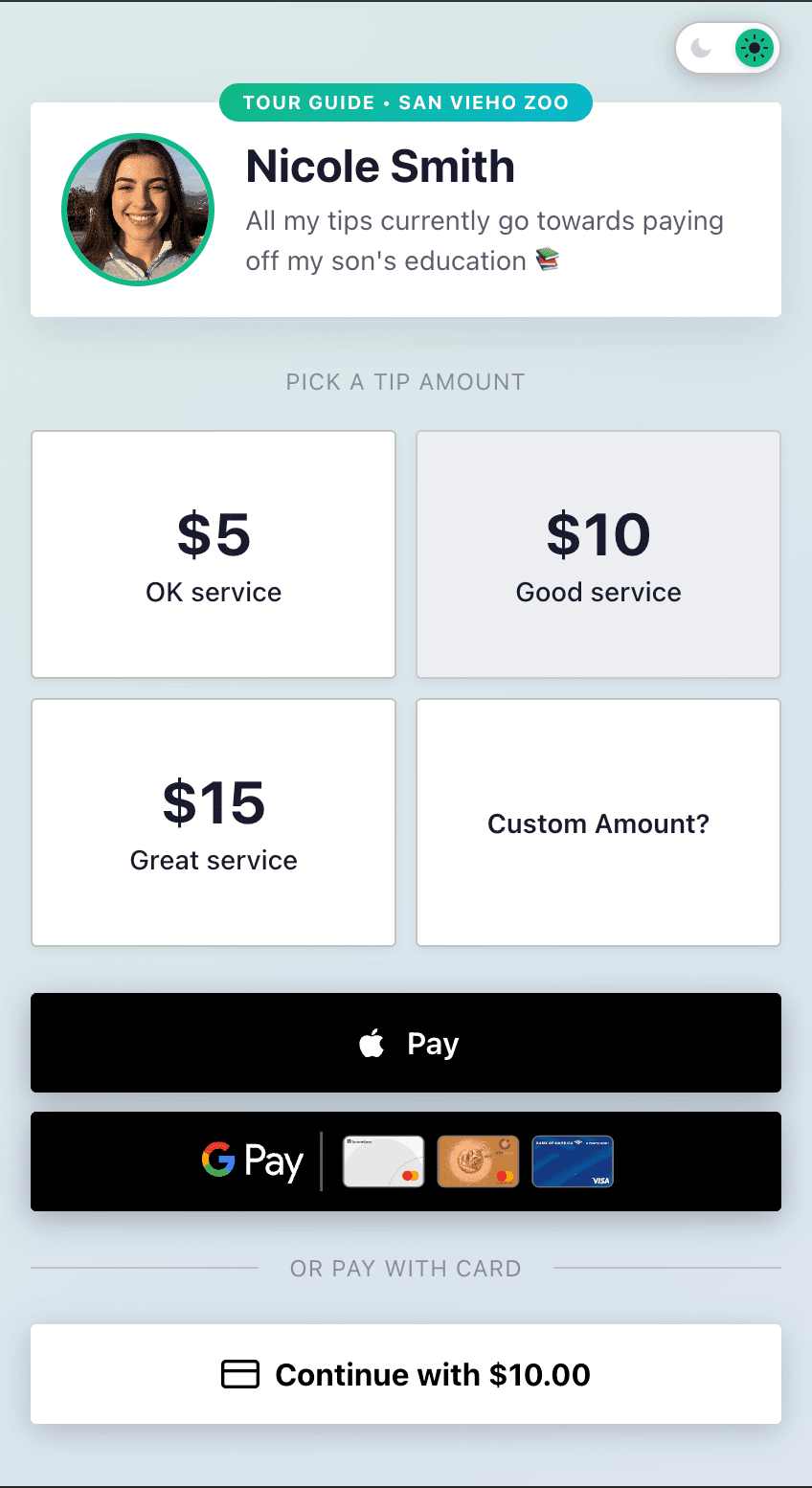 TipMe app screen 2