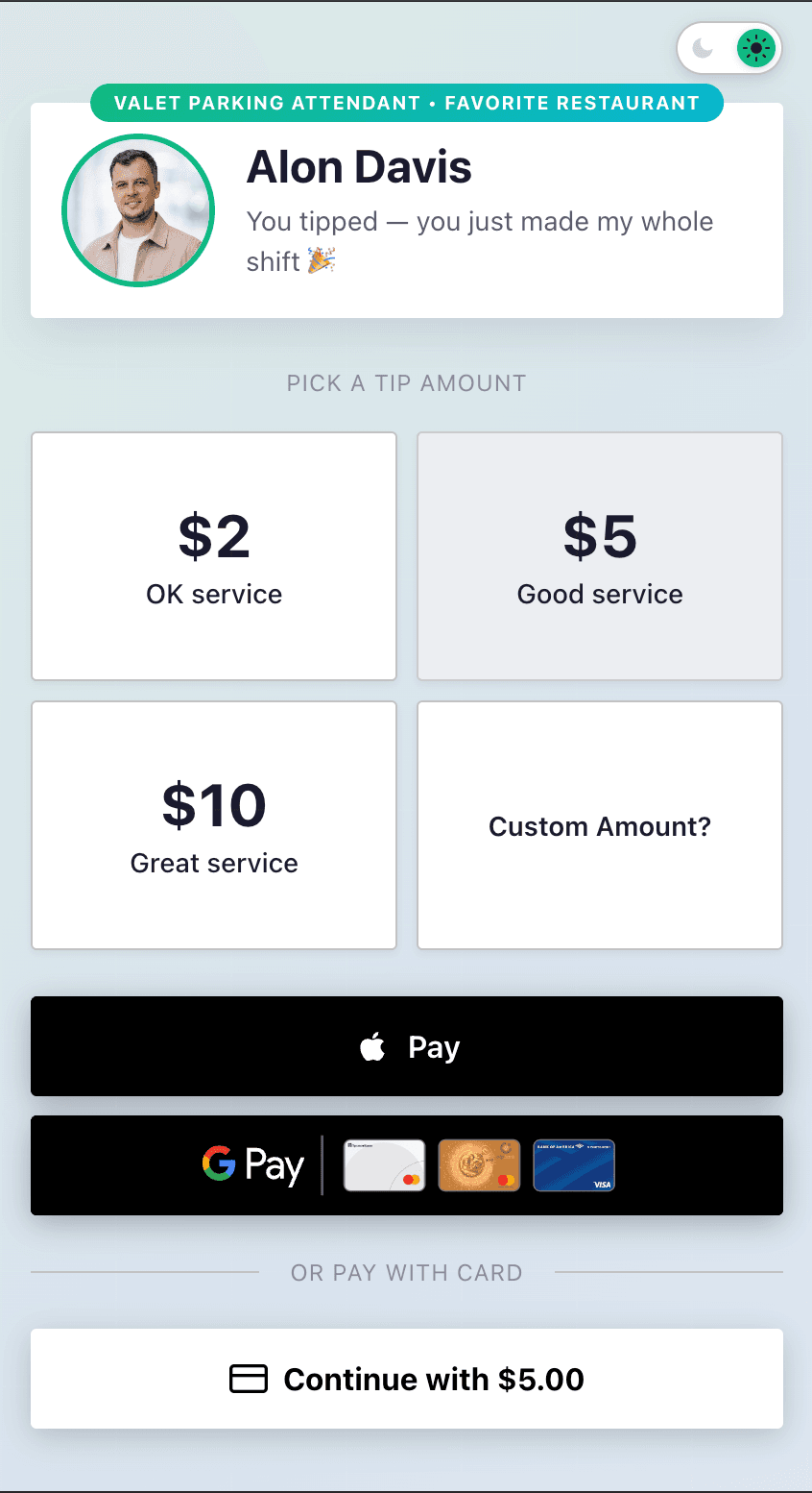 TipMe app screen 4
