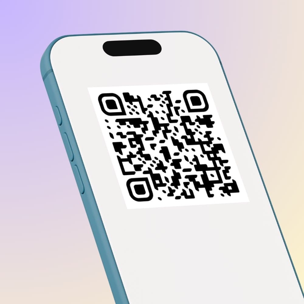 Smartphone displaying a TipMe QR code on its screen
